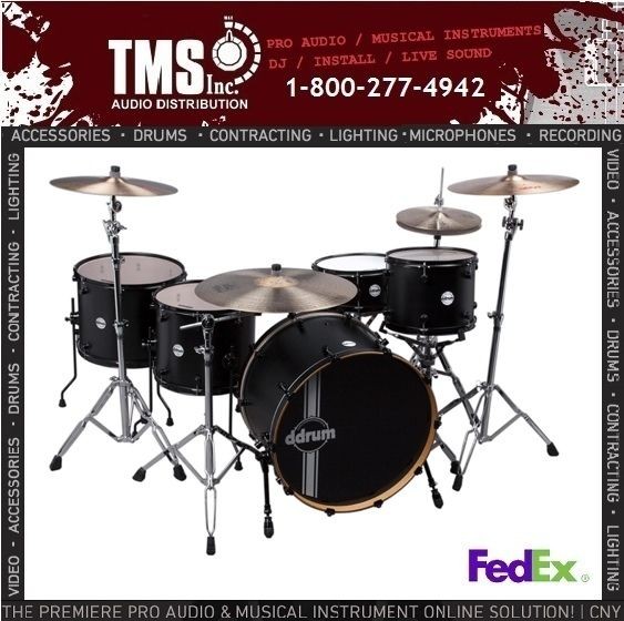 DDRUM, D Drum REFLEX POWERHOUSE Black Satin 5 Piece 24 INCH Kick TMS 