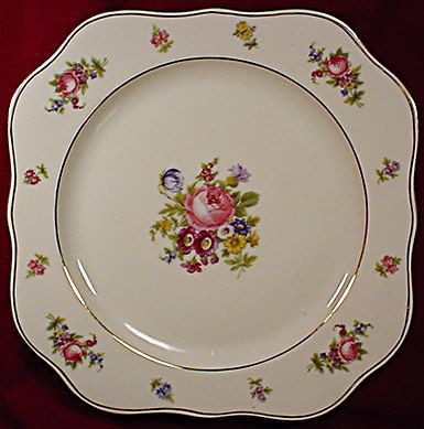 ROYAL BOHEMIAN Floral Square Salad / Dessert, Gold Trim