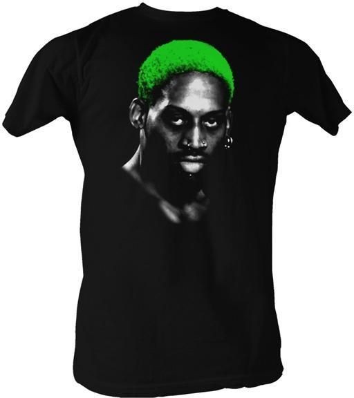 New Licensed Dennis Rodman Crazy Green Hair Lightweight Adult Tee T 