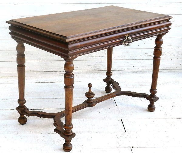 ANTIQUE C19 LOUIS FRENCH WRITING DESK SIDE TABLE WALNUT HENRI