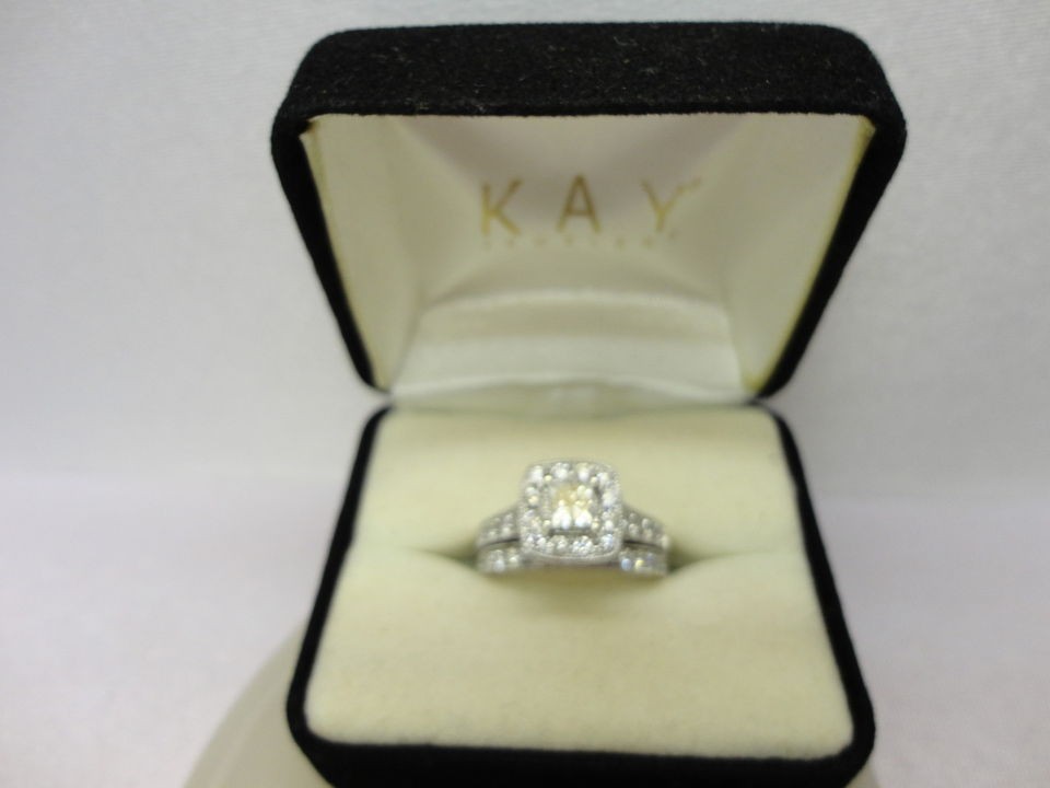   JEWELERS 14K WHITE GOLD 1.25 CT TW GENUINE DIAMOND WEDDING SET, SIZE 6