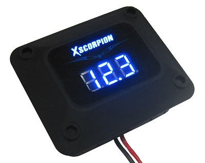   12V BLUE LED Voltage Volt Meter Amp Car Battery Black Finish Car Audio