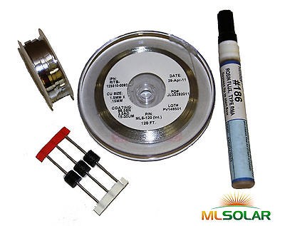 120 Solar Tabbing Wire 10 Bus Wire, Flux Pen 3 Diodes