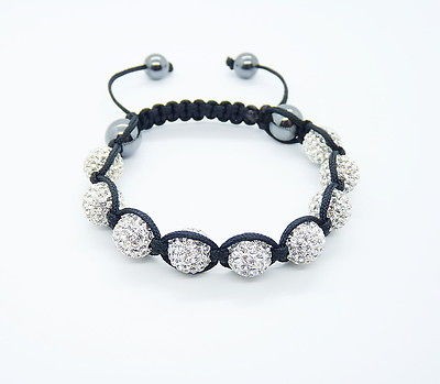 Crystal Clear HipHop 9 Disco Ball 10mm Shamballa Crystal Bead 