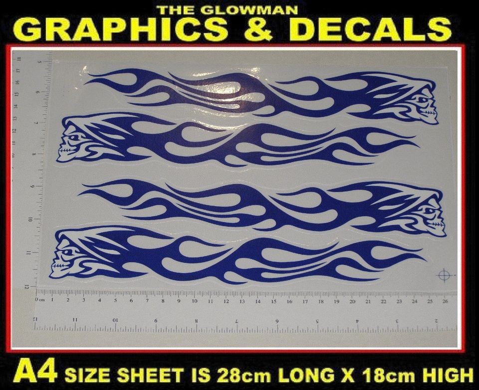   A4 SHEET DECAL STICKERS / DIECAST SKATEBOARD DIRT BIKE HELMET CAR RC