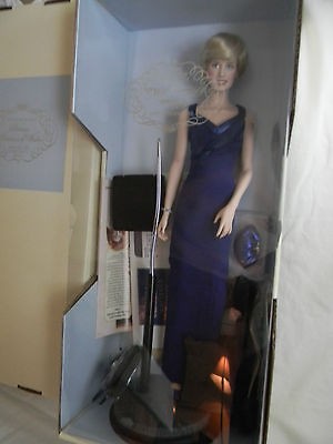Franklin Mint Diana, Princess of Wales Portrait Doll, Porcelain Navy 