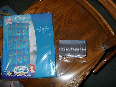   Mermaid Ariel Vinyl Shower Curtain and 12 Shower Ring Set MINT