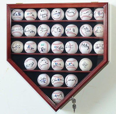 30 Baseball Display Case Wall Cabinet Holder Rack Cases