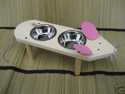 THE MOUSE RAISED CAT BOWL/DISH FEEDER / HANDMADE CUTE