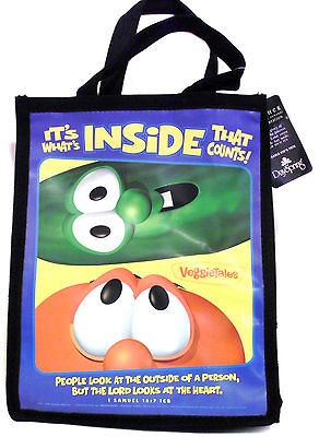   Its Whats INSIDE That Counts Canvas Tote Bag Bob and Larry NEW