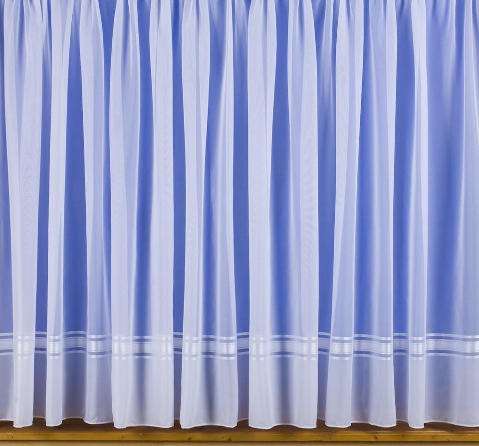   WHITE PLAIN VOILE 3626 WITH SATIN BORDER BOTTOM/ WINDOW NET CURTAIN