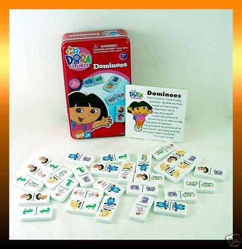 Nick Jr. Dora The Explorer Plastic DOMINOES Game In Tin