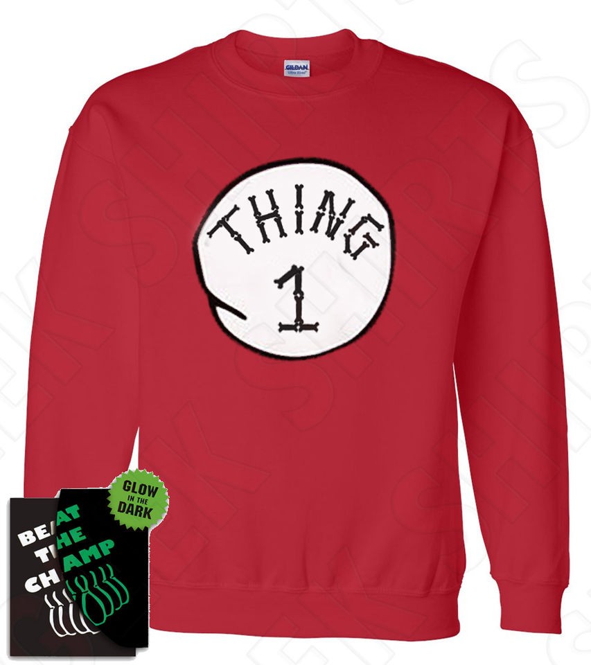 GLOW IN THE DARK DR. SEUSS THING 1 2 one BONES CREWNECK sweatshirt 