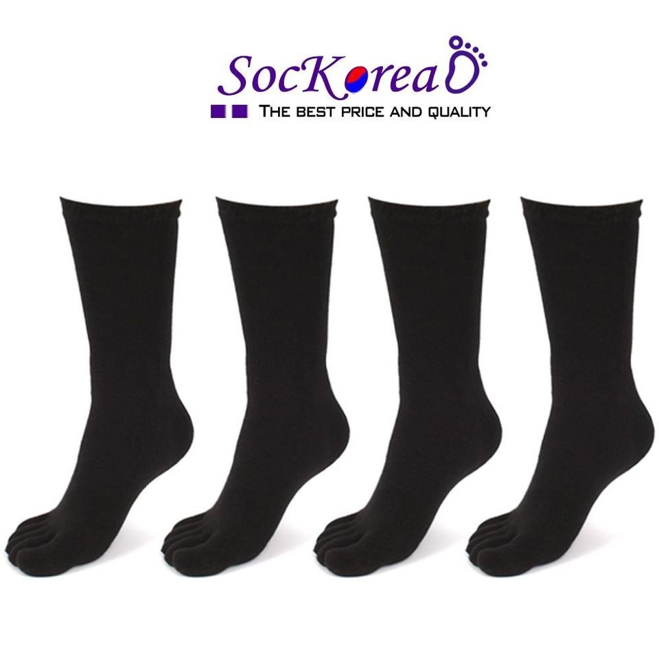 Pair Mens Large Size Black Toe Socks Skin contact surface with 100% 