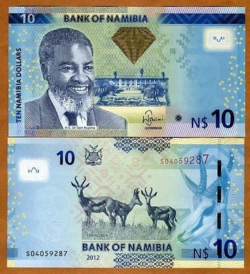 Namibia, 10 dollars, 2011 (2012) P New, UNC Antelopes