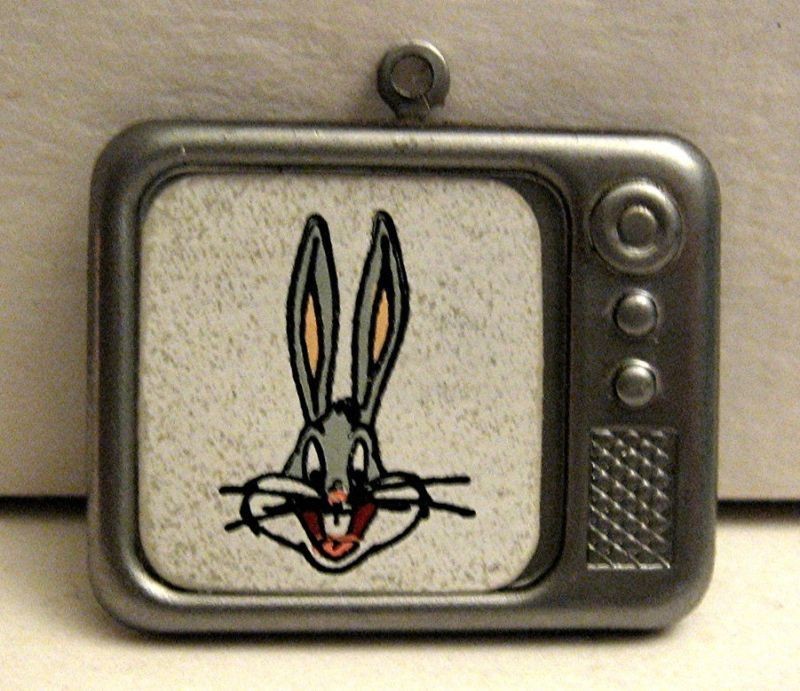 Old Metal TV Set with Bugs Bunny Vending Machine Charm