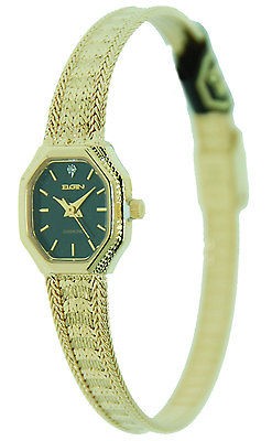 Elgin Womens Gold Plated Italian Mesh Watch with Diamond EG042