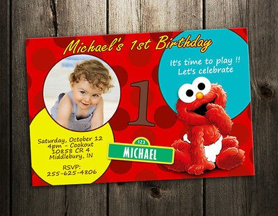 baby elmo SESAME STREET PARTY INVITATION BIRTHDAY card CUSTOM INVITE 