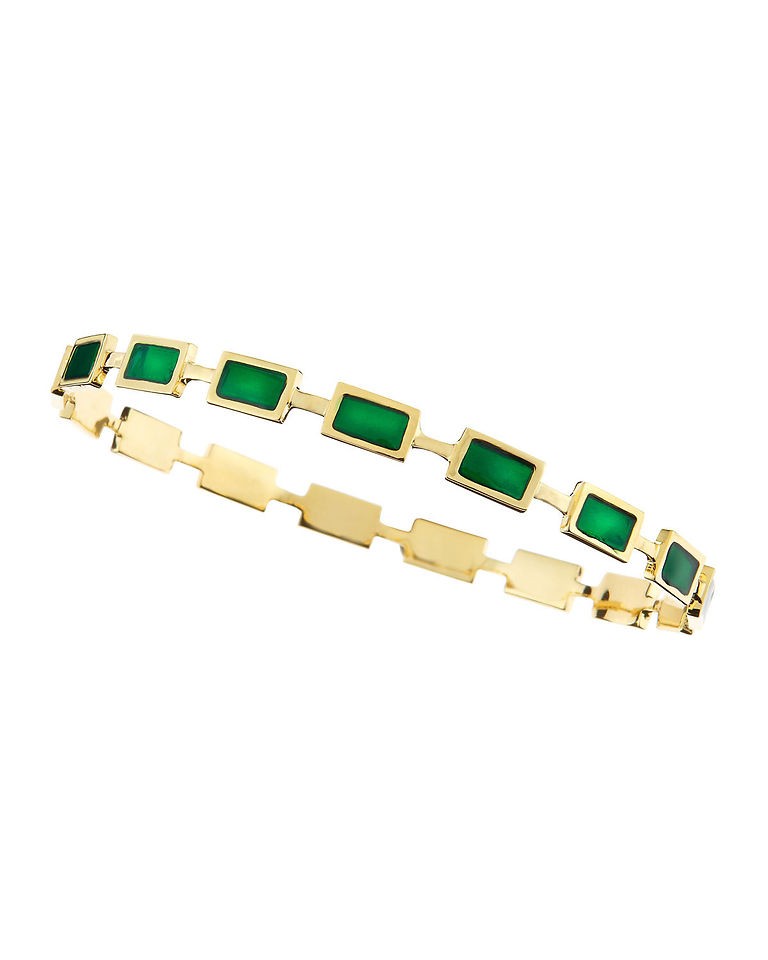 Isharya Prism Enamel Stackable Bangle, Emerald Green