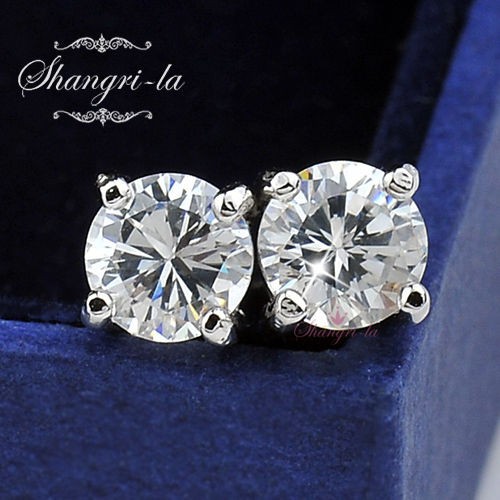   9CT WHITE GOLD GF SWAROVSKI LAB DIAMOND Stud EARRINGS T.W 1CARAT EA112