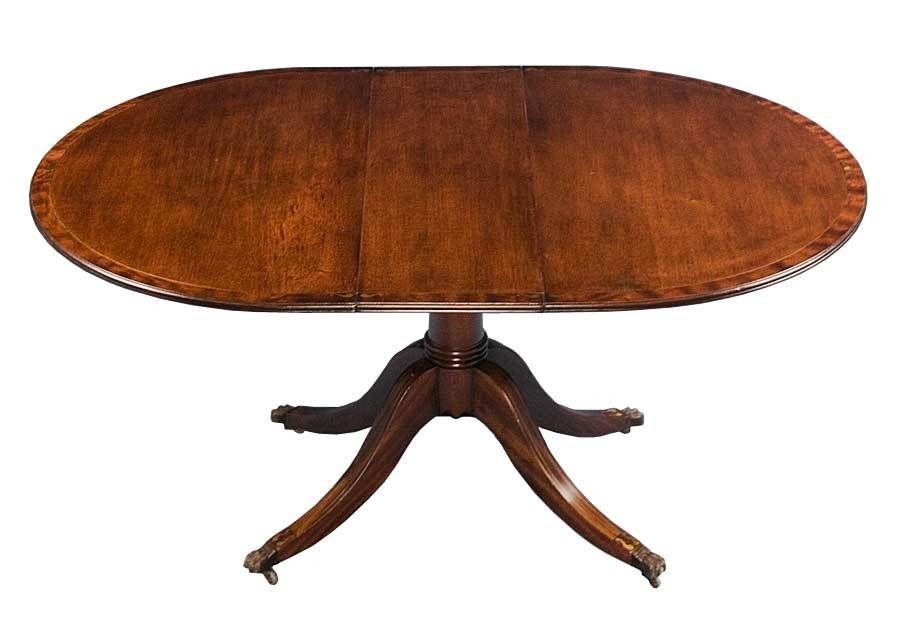English Antique Oval Pedestal Expanding Dining Breakfast Table w Leaf