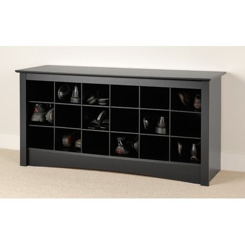 Prepac Black Sonoma Shoe Storage Cubbie Bench in Deep Black BSS 4824