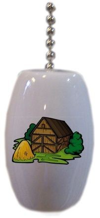 BARN Haystack Farm CERAMIC Fan Pull Light Lamp NEW