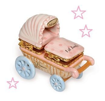 NIB MUD PIE BABY GIRL BABY BUGGY FIRST TOOTH / FIRST CURL KEEPSAKE BOX