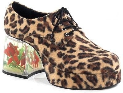 Mens Leopard Disco Floating Fish Pimp Costume Shoes