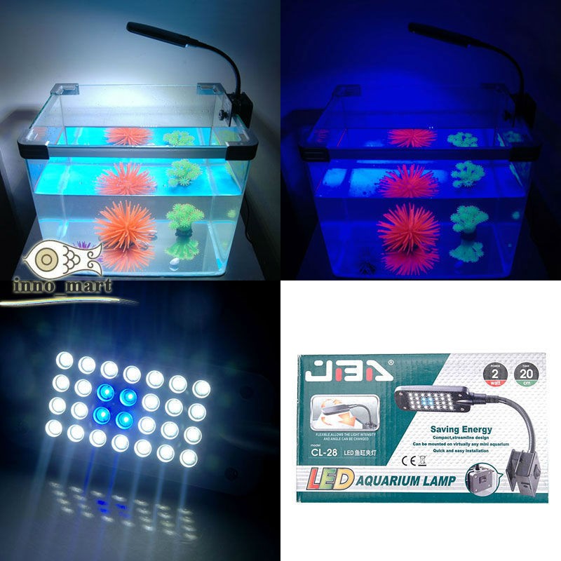   Clip light Lamp 4 Blue + 24 White for 20 40cm Long Fish Tank Aquarium