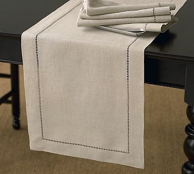   Classic Hemstitched Natural Table Runner   18x108 Rectangular