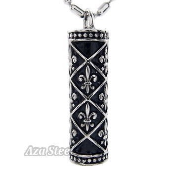 Mens Silver FLEUR DE LIS Stainless Steel Pendant w/ Chain Necklace