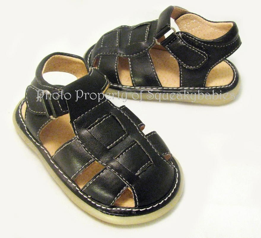 Squeaky Shoes Boys Sandals Soft Flex Sole Fisherman Style BLACK Closed 