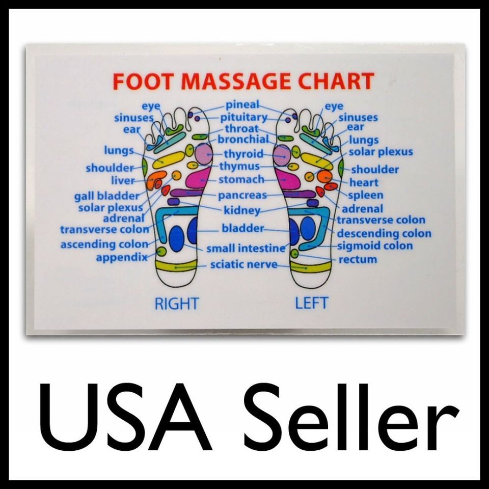 REFLEXOLOGY FOOT MASSAGE WALLET SIZE REFERENCE CARD Chart Pocket 