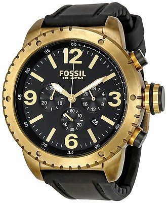   FOSSIL VINTAGE BRONZE QUARTZ CHRONOGRAPH DIVE WATCH BLACK RUBBER BAND