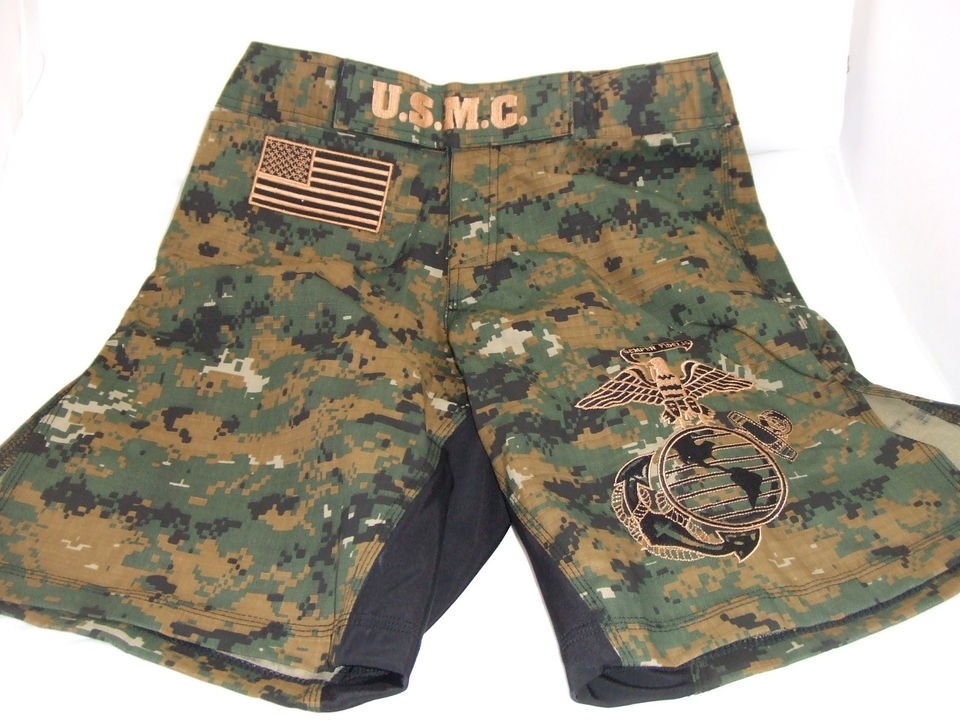 USMC MARINES MARPAT CAMO MMA PT S T COMP BOARD SHORTS FIGHT SHORTS 