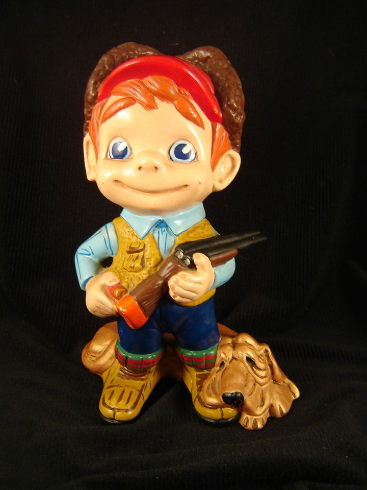 Atlantic ceramic boy hunter dog mold Elmer Fudd shotgun outdoor 