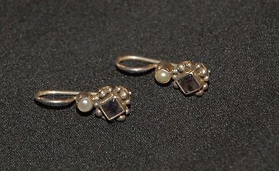 SILPADA Lolite Freshwater Pearl Sterling Silver Earrings   RARE HTF 