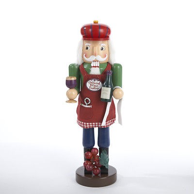 Wine Vineyard Santa Christmas Wood Nutcracker New 14 Inch Holiday 