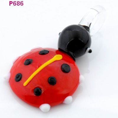 1pc Candy color Six feet lovely Ladybug Lampwork Murano Pendant 