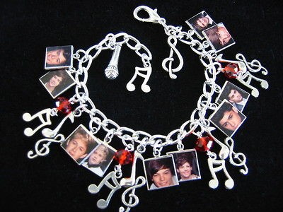 ONE DIRECTION CHARM BRACELET, 10 GORGEOUS PHOTO CHARMS, BEAUTIFUL