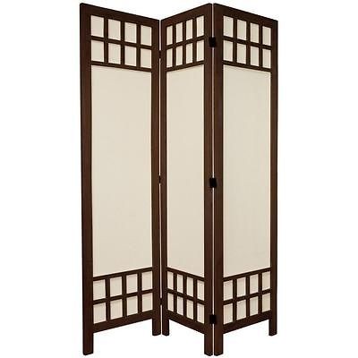   Furniture 6 Tall Window Pane Fabric Room Divider   Brown 3 Panel