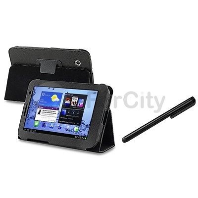   Leather Case Skin Cover+Black Stylus For Samsung Galaxy Tab 2 7 7.0