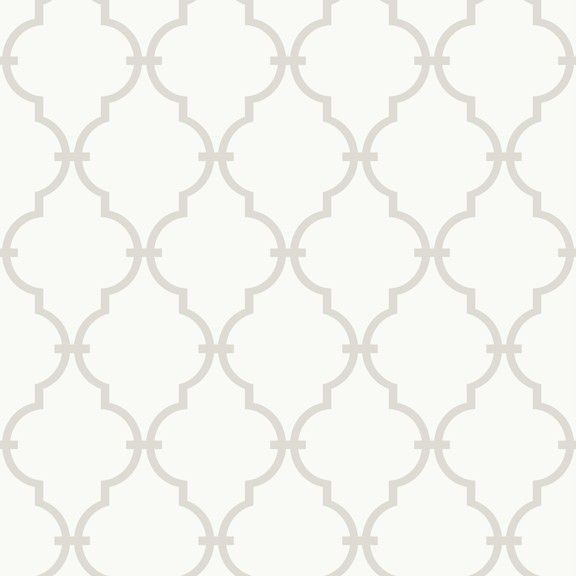 Wallpaper Designer Gray Trellis Lattice on White