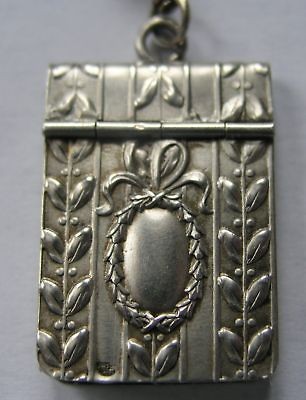 GERMAN ANTIQUE SILVER AIDE MEMOIRE CARNET DE BAL CHATELAINE FOB w 