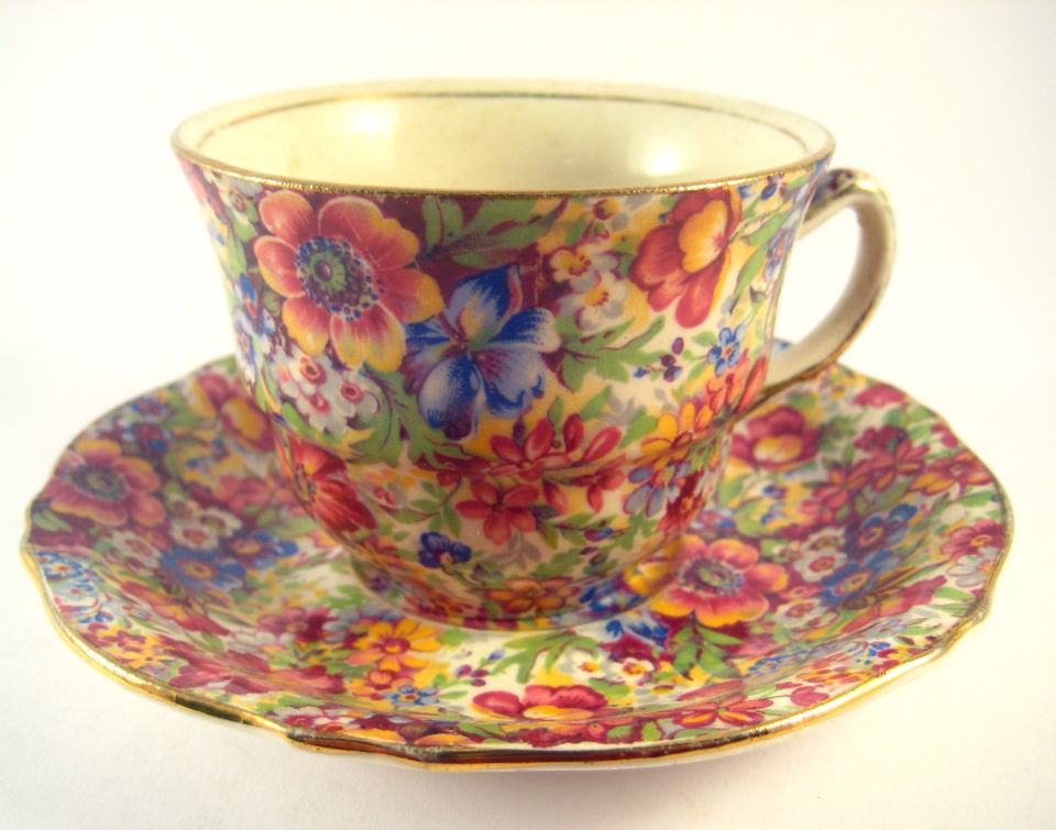 VINTAGE ROYAL WINTON GRIMWADES TEACUP AND SAUCER SUNSHINE PATTERN