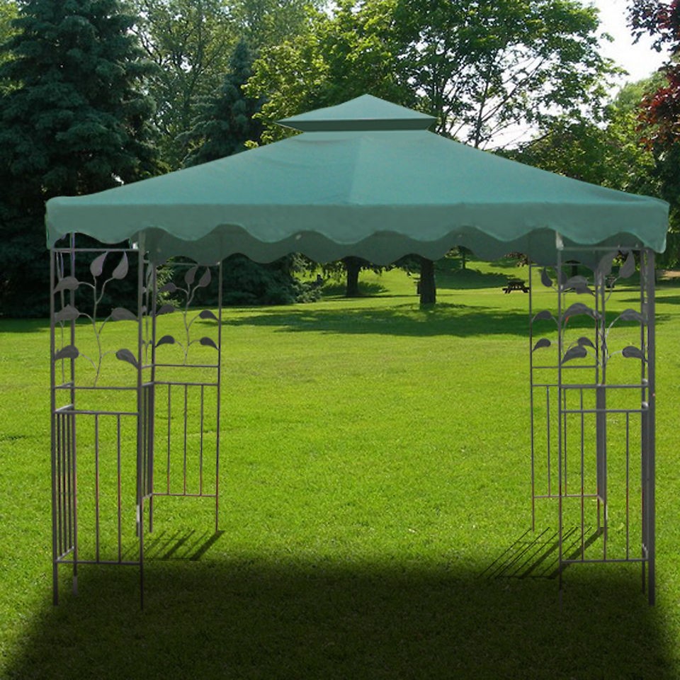   Replacement Gazebo Patio Canopy Top 2 Tier Green Cover Outdoor Garden