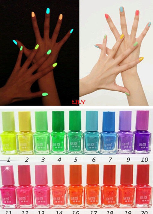   Hot 7ml Fluorescent Luminous Neon Glow Varnish Nail Art Polish Enamel