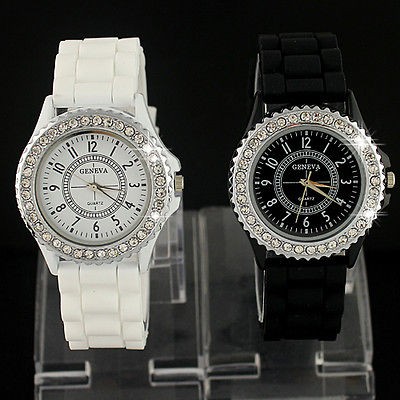   Good Stylish Silicone Crystal Teenagers Lady Girls Jelly Watch,A17 BW