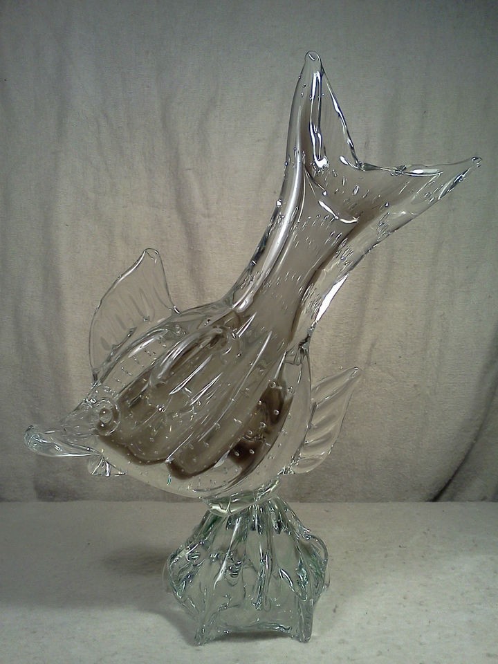 VERY LARGE GLASS GOLDFISH COI CARP FISH 14 1/2 TALL